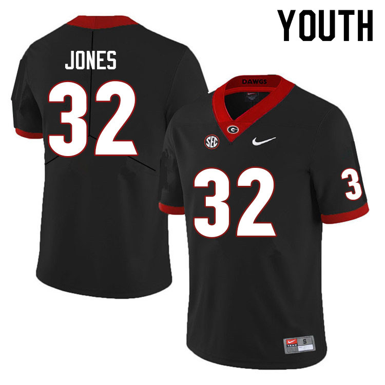 Georgia Bulldogs Youth Cash Jones #32 Black Anniversary Stitched College UGA Football Jersey 23VW011VD